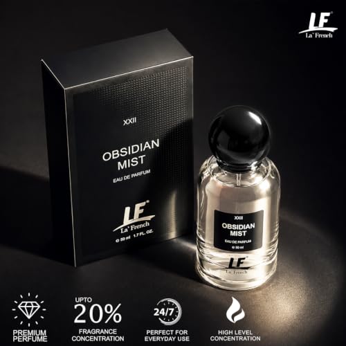 Image of La French Obsidian Mist Unisex Perfume 50ml | Long-Lasting Eau de Perfume | Premium Luxury Fragrance for Men & Women | Fresh, Woody & Musky Scent