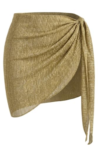 Image of Holipick Shiny Sarong Coverups for Women Bikini Swimsuit Wrap Skirt | Eye-catching fabric that shimmers in the sun. Lightweight, breathable, and travel-friendly fabric.