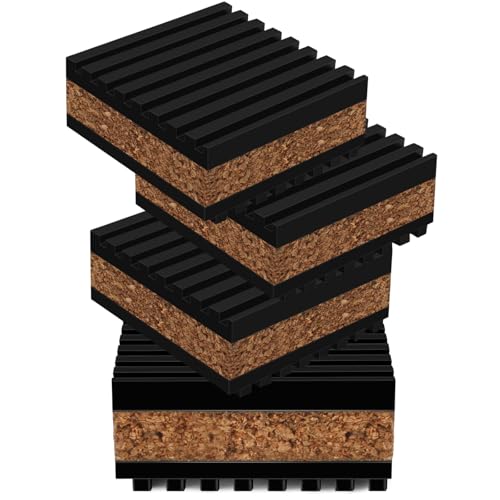 4 Cork soundproof Pads Effectively Reduce Vibration Stylish and Durable (2" X 2" X 7/8") Suitable for Most Record Player Equipment