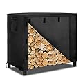 OutdoorLines Firewood Rack Cover, Black, 4FT, 420D Oxford Fabric, Waterproof, Windproof, for 48x24x41in Firewood Holder