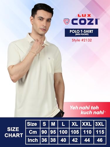 Image of Lux Cozi Men's Cotton Blend Polo T-Shirt with Chest Pocket | Collar T-Shirts for Men | Half Sleeves | Plain - Regular Fit (Pack of 2)