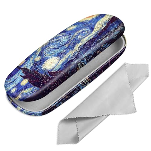 FINTIE Funda Gafas Rigida, Portátil Cuero y Sintético Estuche Gafas Rigido con Pañuelo Limpia Gafas para Mujeres y Hombres