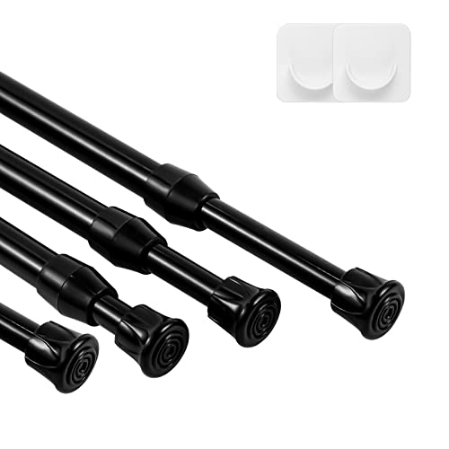 4 barras de cortina extensibles con 8 soportes de montaje para barra, barra de tensión telescópica ajustable para cocina, armarios, ventanas de dormitorio (30 - 50 cm) Cover