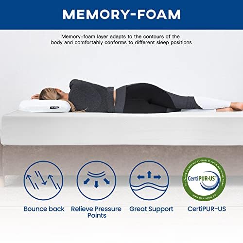 Image of FDW | 12 Inch Queen Mattress | Medium Firm | Gel Memory Foam Mattress | White | Bed in a Box, CertiPUR-US Certified | Pressure Relief, Cooling Ventilated Foam | Washable Removable Cover