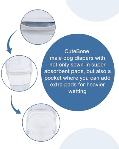 Image of CuteBone Dog Diapers Male 4 Pack Puppy Wraps Reusable Doggie Belly Bands for Male Dogs Small Medium Large