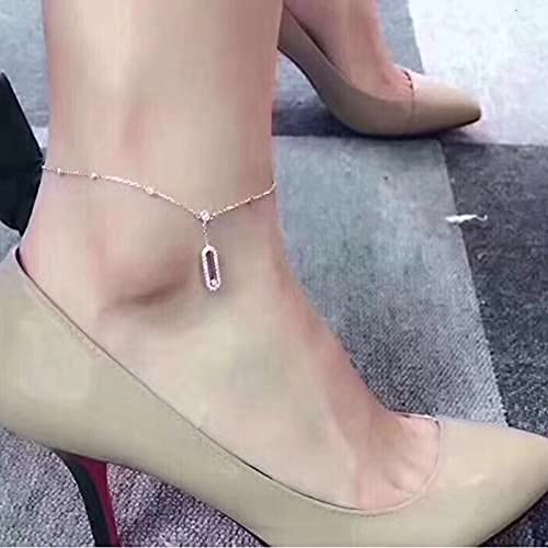 Piede del Braccialetto della cavigliera, Gioielli in Argento Sterling 925 Puro di Marca per Le Donne Cavigliera da Spiaggia Slide Stone Drop Pendant Cavigliera Move Stone Design Cavigliere estive