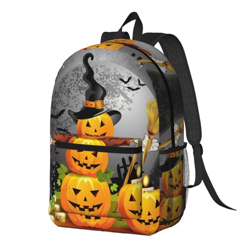 Sac à dos d'école EdWal noir imprimé citrouille d'Halloween léger - 2