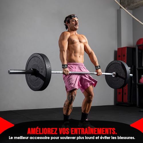 MERCURYAL Sangles de Levage de Musculation - Sangle Musculation - Sangle de Tirage Musculation - Sangle Poignet - Straps Musculation - Accessoire Musculation pour Femmes et Hommes (Noir/Gris) – vue 6