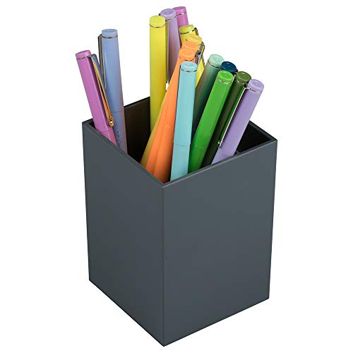 Image of JAM PAPER Plastic Pen Holder - Grey - Desktop Pencil Cup Sold Individually