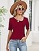 Rapbin Cute Summer Tops for Women 2026 Wine Red Shirt Womens Blouses Dressy Casual Short Sleeve Sweater Fashion Asymmetrical Neck Work Shirt L