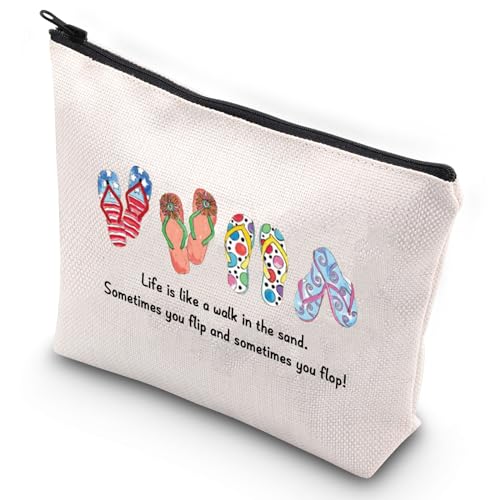 G2TUP Beach Makeup Bag Beach Trip Gifts Beach Survival Kit Bag Flip Flop Travel Toiletry Bag (Beach Makeup Bag)