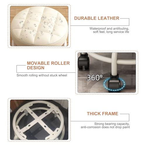Taburete bajo con ruedas giratorio acolchado de 10x9x2 pulgadas e impermeable 6