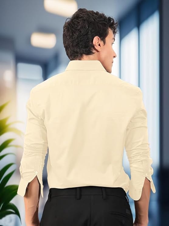 Image of Pinkmint Men's Solid Cotton Formal Shirt | Plain | Full Sleeve - Regular Fit (Available in Plus Sizes and Combo Pack of 2)