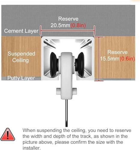 White Hidden Recessed Ceiling Track Mount, Heavy Duty Room Divider System, Adjustable Curtain Rods 10-30 Ft, Ideal for Living Room & Bedroom Décor
