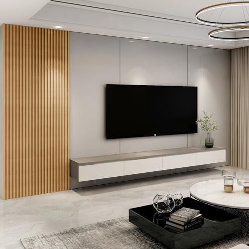 Image of Art3d 96 x 6 in WPC Slat Wall Paneling for Interior Decor, 8-Pack, Oak