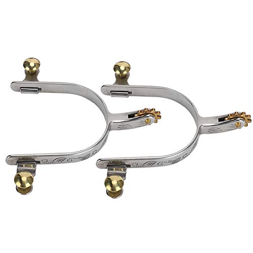 Yctze : Espuelas 2 Piezas Espuelas de Acero Inoxidable West Cowboy Compact con Cinturón de Paleta de Latón Deportivas Ecuestres