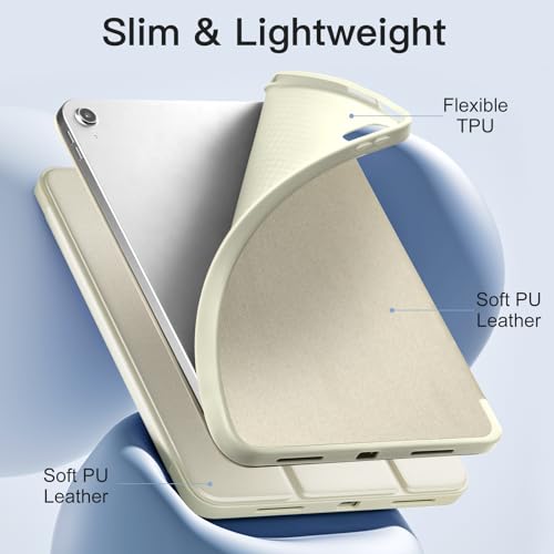 Image of Akkerds Compatible with iPad (A16) 11th Generation Case 11 Inch 2025, for iPad 10th Generation Case 10.9 Inch 2022 with Pencil Holder, Slim Trifold Stand Protective Cover with Soft TPU Back, Starlight