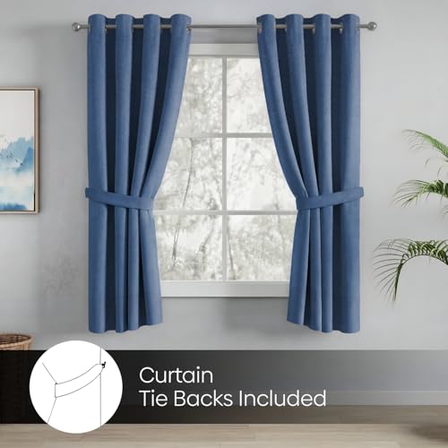 Image of Haus and Kinder Blackout Curtains 5 feet for Window,Pack of 2 Blackout Curtains for Window,100% Room Darkening Curtains Blackout 5 feet Long (Chalk Blue, 114x152 CM)