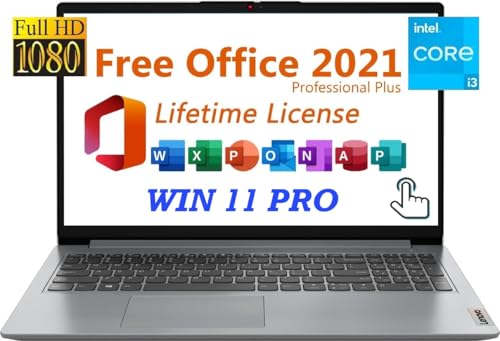 Image of Lenovo Ideapad 3i Business & Student Laptop, 15.6 inch FHD Touchscreen, Intel Core i3-1115G4,12GB RAM, 256GB PCIe SSD, with Lifetime Office 2021, Type C, Bluetooth,WiFi 6 Win 11 Pro, Arctic Grey