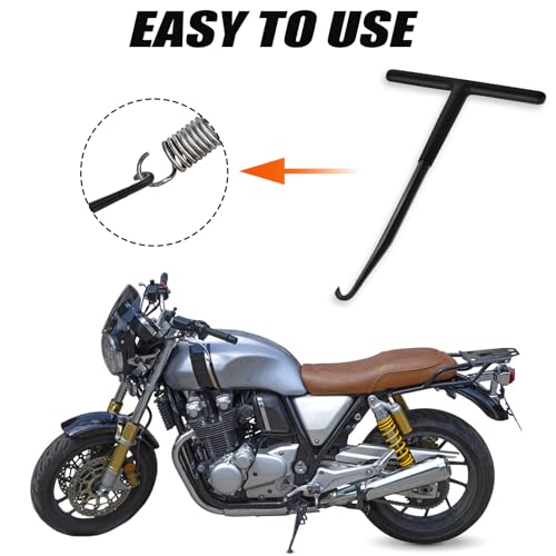 Image of Motorcycle Exhaust Spring Hook Black T Handle Exhaust Spring Hooks Puller with Rubber Coating for Motorcycle Dirt Bike Removal Installation