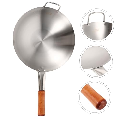 Wok de acero inoxidable con mango único 12 pulgadas miniatura 4