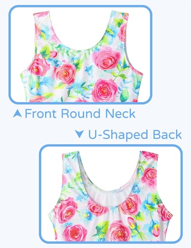 Image of Snowheart Girls Bathing Suit Toddler Swimsuit Girl Hawaiian Floral Ruffle One-Piece Breathable Swimwear 4-10T