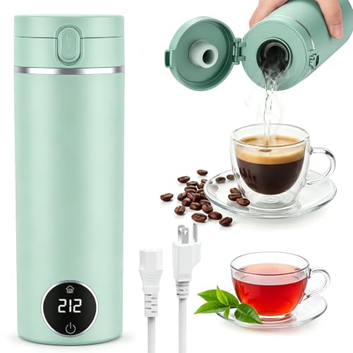 Travel Kettle,Portable Electric Kettle,Small Hot Water Boiler with 6 Temperature Settings,Mini Tea Coffee Kettle with 304 Stainless Steel and Fast Boiling Water and Boil Dry Protection,450ml (green)