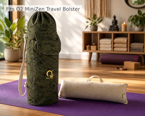 Image of O2 Yoga Mat Bag | Cotton Yoga Mat Carry Bag with Adjustable Double Straps | Bottle Holder & Zipper Pocket | Yoga Mat Cover Bag for Women & Men | Fits 2mm-10mm Mats | Lightweight - Military Green