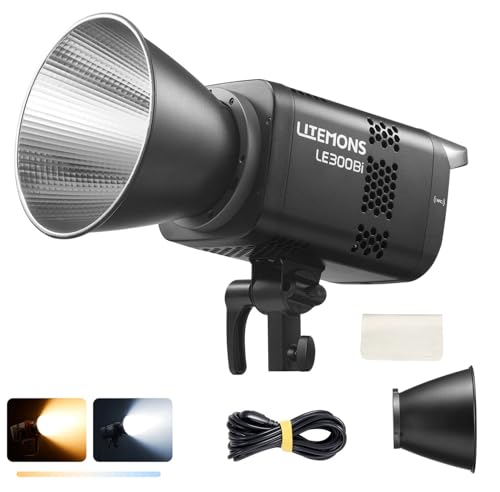 Godox LE300Bi Bicolore LED Vidéo Lampe, 315W 58900LUX@1M LED Light, 2800K-6500K Bowens Mount Light, CRI98+ 11FX Effect 0-100% Dimmable APP Contrôle Studio Lampe(Noir)