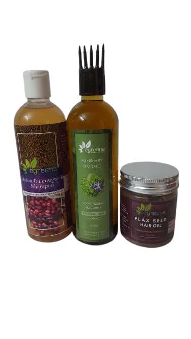 E-GREENS Onion Shampoo 200 ml | Rosemary Hair Oil 200ml | Flaxseed gel 100 gm Combo (Pack of 3) for your Hair Care | Strengthen hair-image-29