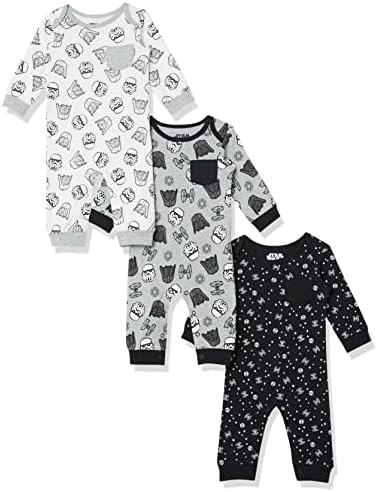 Amazon Essentials Disney | Marvel | Star Wars Baby Boys Cotton Overalls, Pack of 3