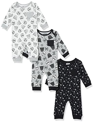 Image of Amazon Essentials Disney | Marvel | Star Wars Unisex Babies' Cotton Coveralls, Pack of 3