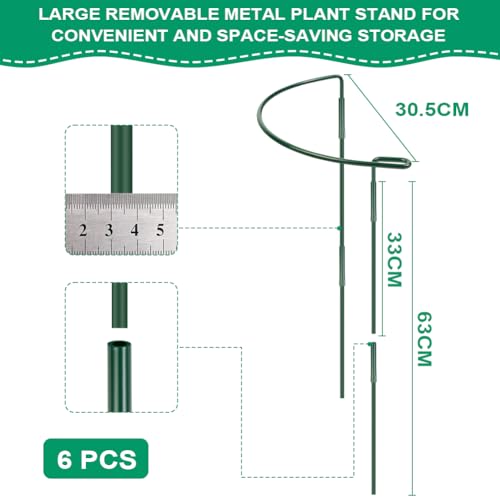 OFFCUP Plant Support Stakes, 6pcs 30 * 60CM Metal Garden Supports, Half Round Plant Support Ring Cage for Vegetable Tomato - Image 2