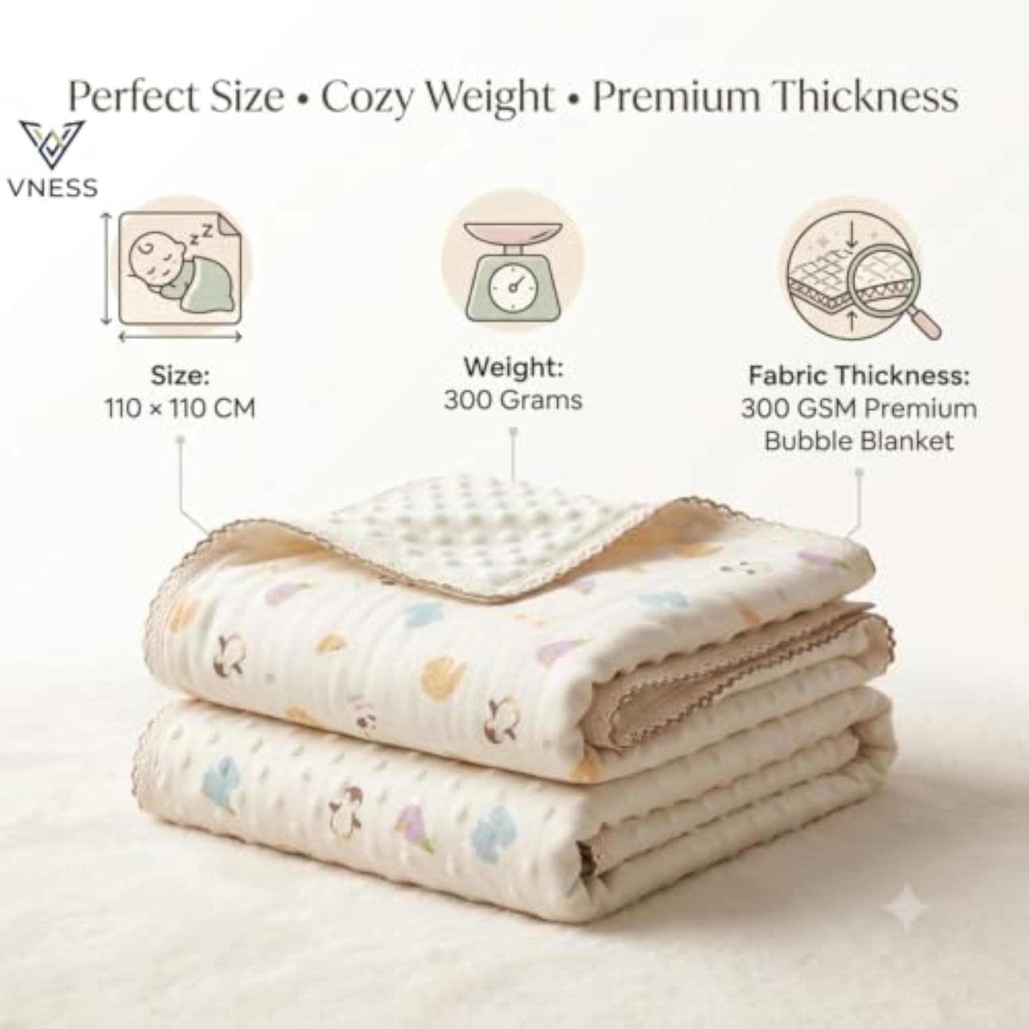 Muslin Bubble Blanket for Baby, Premium Soft Cotton Swaddle