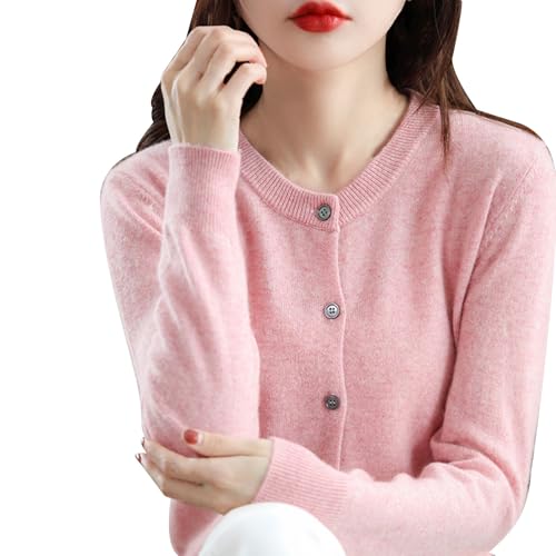GOKKILRW Women's Cashmere Button Front Cardigan Sweaters Long Sleeve Crew Neck Soft Jumper Coats Fall Knitted Duster Jackets