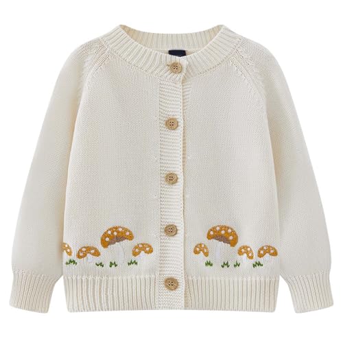 Girls Cardigan Warm Sweaters Kids Comfortable Soft Button Down Front Long Sleeve Knit Embroidery Sweater