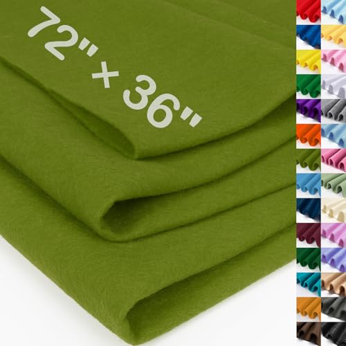 Image of XSEINO Campsite Green Large Felt Fabric 72 inch X 36 inch(2 Square Yards), 1.4 mm Thick Soft Felt Fabric Sheet for Crafts, Green Series Colors Soft Nonwoven Fabric, Fit for Decoration, Sewing, DIY Crafts