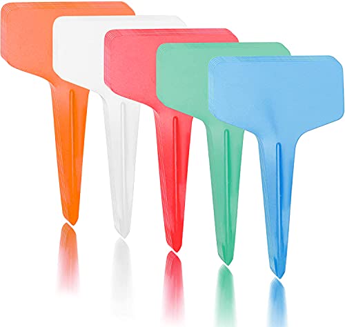 iDattel Pflanzenschilder-100Stk Pflanzenstecker T-Form Plastik Farbe Pflanzenschilder zum Beschriften Garten Etiketten Stecketiketten Kunststoff-zum Beschriften für draussen Cover