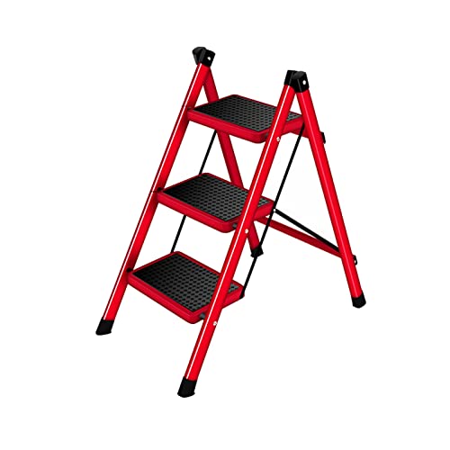 Stair chair Rouge/Bleu/Rose/Blanc/Noir Home Alliage D'aluminium Trois Étape Commencé Mots Multifonctionnelle Fleur Main, Taille 41.5 * 71 * 80cm (Color : Red) Cover