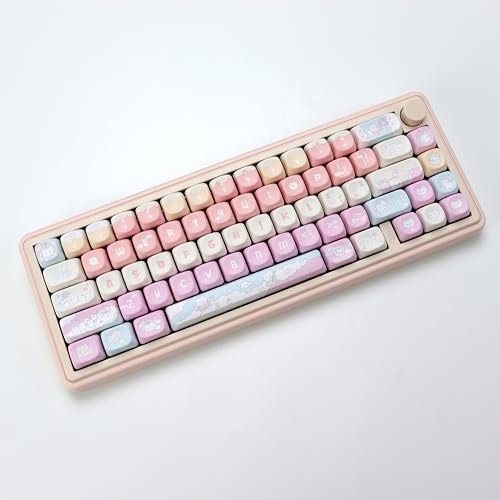 Image of KBDiy Cute Rock Cat Keycaps Set 133 Keys KOA Profile Dye-Sublimation Kawaii Color Keycaps for Cherry Gateron MX Switches Gaming Mechanical Keyboards