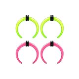 BIG GAUGES 2 Pairs Green Pink Acrylic 12g Gauge 2mm Taper Pincher Expander Piercing Jewelry Ear Stre