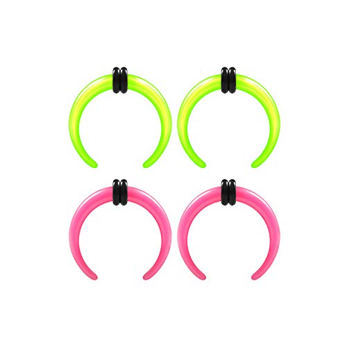 Big Gauges 2 Pairs Green Pink Acrylic 12G Gauge 2Mm Taper Pincher Expander Piercing Jewelry Ear Stretching Earring O-Rings Plugs Bg11507 #TOP6