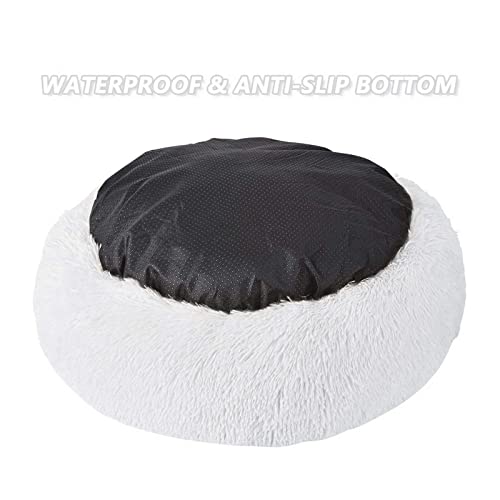 Katzenbett Hundebett Flauschig Waschbar rund Katzenkissen Hundekissen Plüsch Haustierbett Donut Hundekorb Katzenkorb für Katzen und kleine mittelgroßen Hunde (70CM, Weiß)