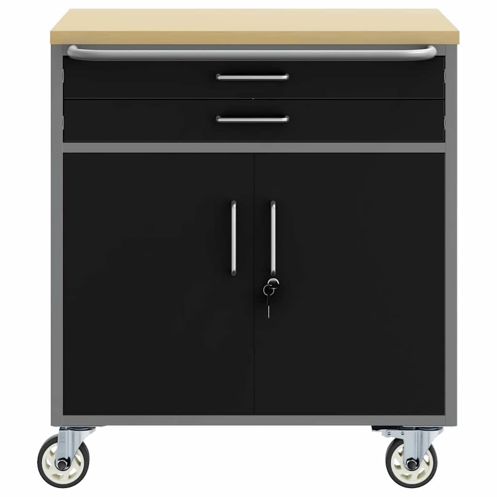 vidaXL Banco de Taller con cajón Negro y Gris 75 x 45 x 85 cm, Taller, Banco de Trabajo Industrial, Banco Modular para Herramientas, Mesa Rectangular Duradera con organización