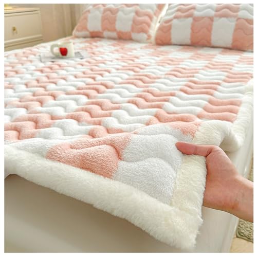 Topper Colchón,Sobrecolchón Colchoncillo Transpirable,Protector de Colchón Acolchado Cubre Colchón Mattress-Topper para Sofá Cama, Campamento, Habitación de Huéspedes,Rosado,90x200cm/35x79in