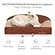 FUKUMARU Kratzbrett Katzen, 66CM langlebiges Kratzpappe und Filz, große Liege, 2 wendbare Katzenkratzpads für Katzen, recycelbares Katzenkratzbett aus Wellpappe mit Glockenballspielzeug, Karamellfarbe
