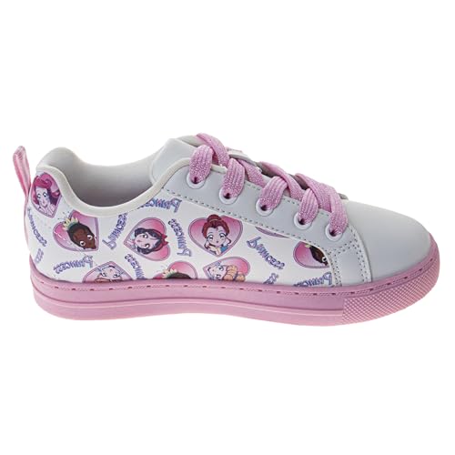 Disney Princess Ariel Belle Snow White Tiana - Girls Low Top Casual Shoes White/Pink (Size Little Kid - Big Kid)4