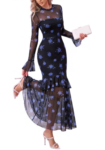 Image of BTFBM Elegant Wedding Guest Dress Long Sleeve Maxi Dresses for Women