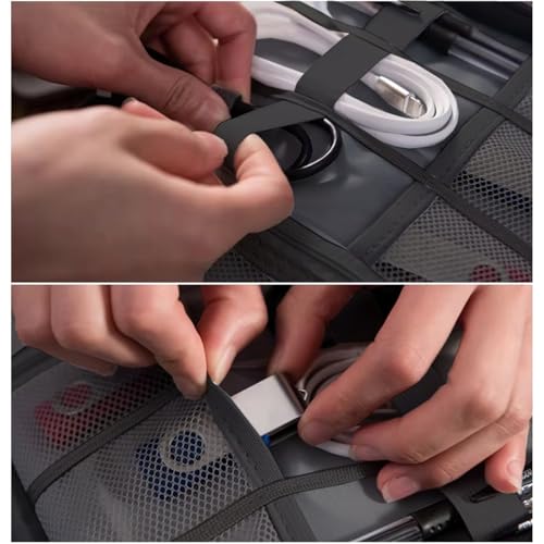 Image of Aliens Double Layer Gadget Travel Tech Organizer Case Bag Pouch /Electronic /Toiletry Organiser /Cosmetic Kit Polyester Water-Proof for Ipad,Charger,Hard Disk,Cables,Laptop & PC Accessories-Grey