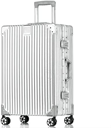 （22:30時点） [Yuweijie] 銀色系ボディーカラーを改良！！スーツケース アルミフレーム キャリー ケース機内持ち込み 預け入れスーツケース 大型トロリーケース 軽量キャリーバッグ 静音ダブルキャスター 耐衝撃 旅行 ビジネス 出張 tsaロック付 保護カバー付き，シルバー Lサイズ 6泊7日 80L